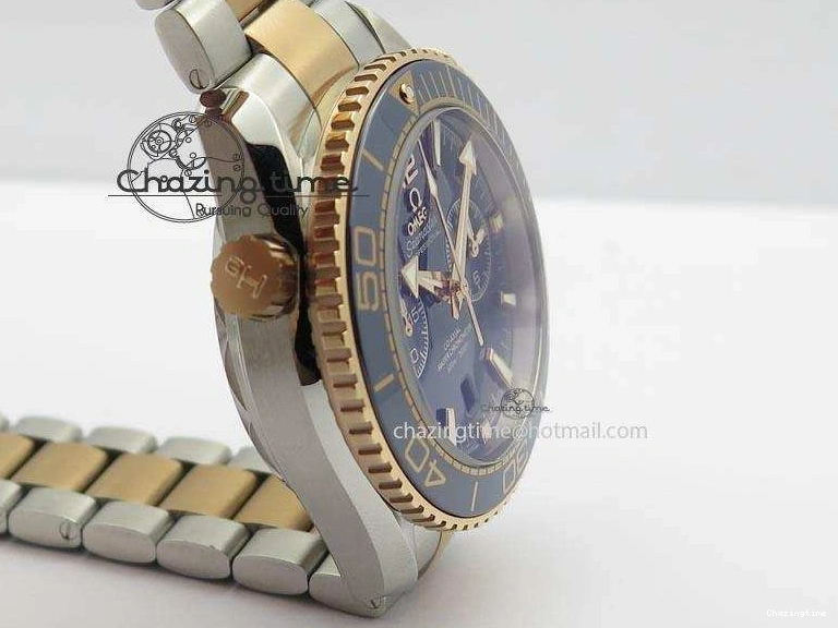 1224 FlexibleFit Seamaster Professional Chrono SS RG Blue Ceramic Blue Dial On SS RG Bracelet A 8211